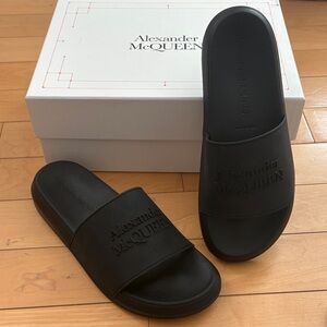 Alexander McQueen Black Slide Sandals